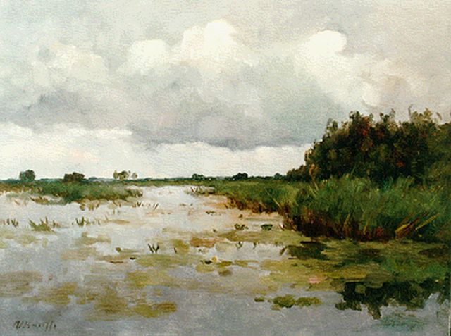 Victor Bauffe | A polder landscape, Kortenhoef, Öl auf Leinwand, 38,5 x 50,2 cm, signed l.l.