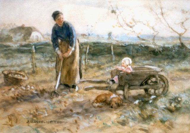 Jan Zoetelief Tromp | Digging up potatoes, Aquarell auf Papier, 27,0 x 37,5 cm, signed l.l.