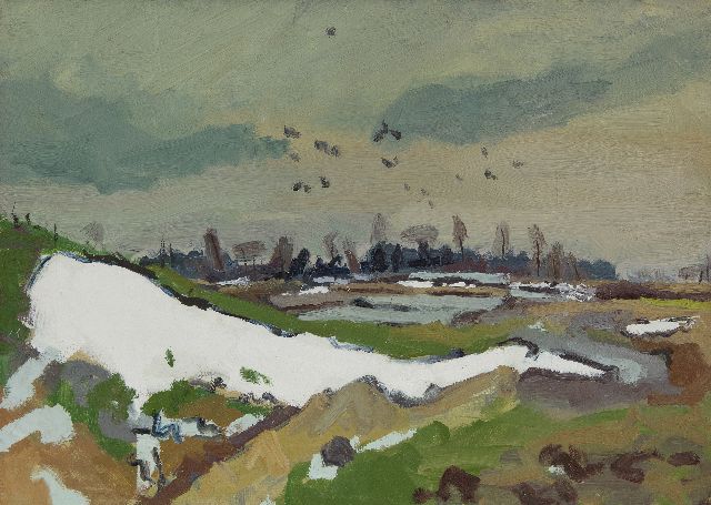 Zee J. van der | Landschaft bei Yde, Drenthe, Öl auf Leinwand 50,0 x 70,1 cm, Unterzeichnet verso und Im Verso datiert '43