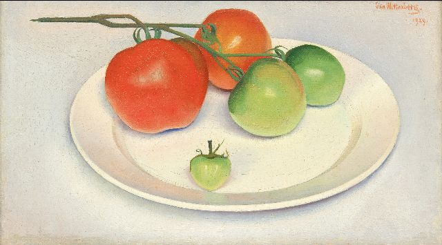 Jan Wittenberg | Teller mit Tomaten, Öl auf Leinwand auf Holz, 15,3 x 26,7 cm, Unterzeichnet o.r. und datiert 1929