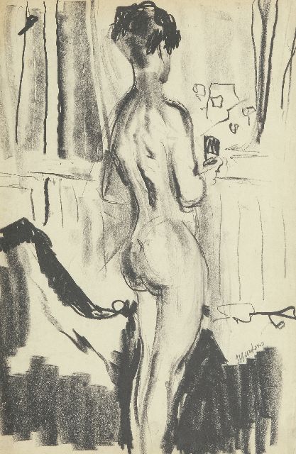 George Martens | Nakt auf den Rücken gesehen, Schwarze Kreide auf Papier, 48,0 x 32,5 cm, Unterzeichnet M.r. und zu datieren um 1931