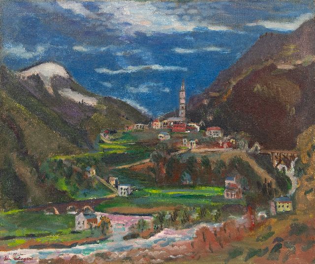 Jan Wiegers | Blick auf  Intragna, Ticino, die Schweiz, Öl auf Leinwand, 61,5 x 73,4 cm, Unterzeichnet u.l. und zu datieren um 1947