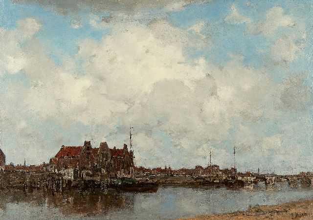 Jacob Maris | Am Kanal, Öl auf Leinwand, 45,4 x 63,2 cm, Unterzeichnet u.r.