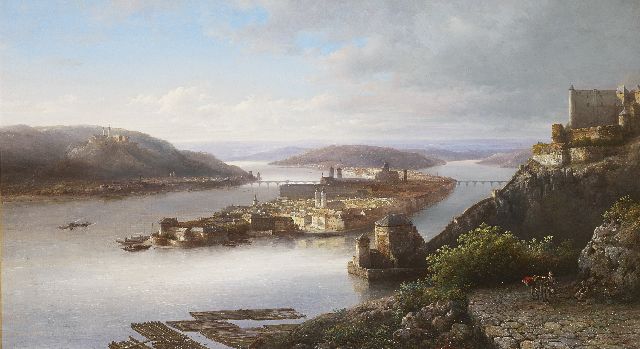 Karsen K.  | Anblick auf Passau am Donau, Öl auf Leinwand 56,5 x 100,0 cm, Unterzeichnet r.v.d.M.