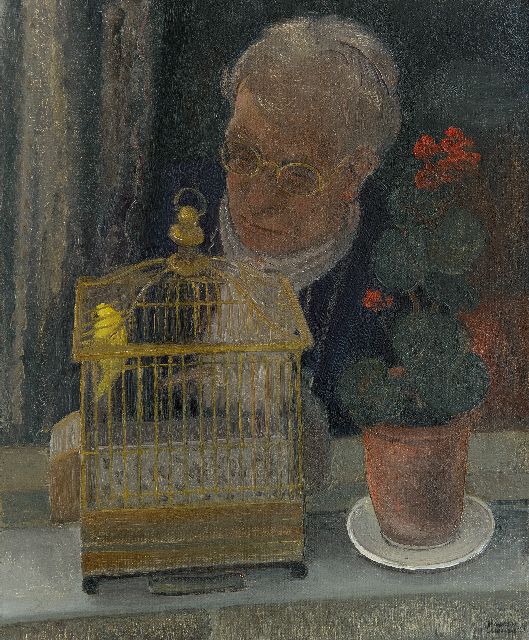 Harmen Meurs | Ihr kleiner Vogel, Öl auf Leinwand, 55,3 x 46,1 cm, Unterzeichnet u.r. und datiert '30