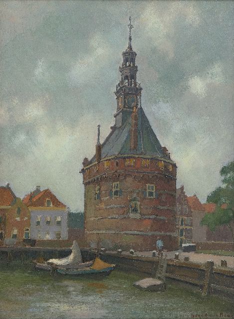 Bernard van Beek | Festgemachte Boote am Hoofdtoren, Hoorn, Öl auf Holzfaser, 41,0 x 30,0 cm, Unterzeichnet u.r.