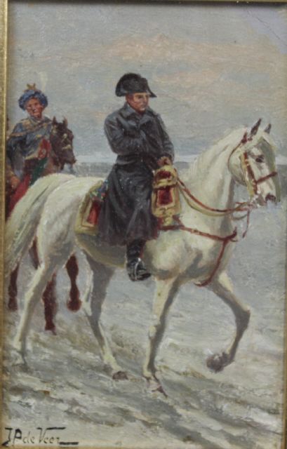 Justus Pieter de Veer | Napoleon Bonaparte auf seinem Schimmel, Öl auf Papier auf Holzfaser, 13,9 x 8,9 cm, Unterzeichnet u.l. und ohne Rahmen