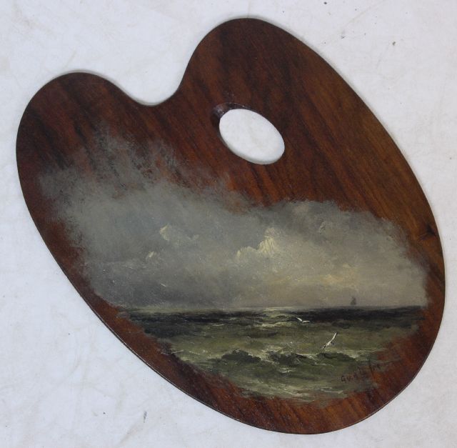 Gerard van der Laan | Die Nordsee, gemalt auf der Palette eines Malers, Öl auf Holz, 28,2 x 20,8 cm, Unterzeichnet u.r. mit initialen