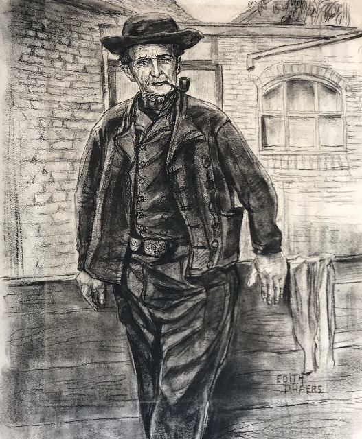 Pijpers E.E.  | Porträt eines Bauern, Holzkohle  auf Papier 60,2 x 49,9 cm, Unterzeichnet u.r.