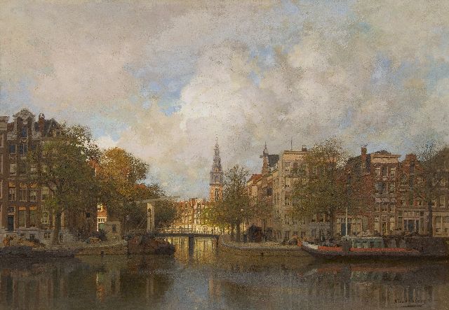 Karel Klinkenberg | Blick auf den Groenburgwal in Amsterdam mit der Zuiderkerk, Öl auf Leinwand, 70,1 x 100,0 cm, Unterzeichnet u.r.