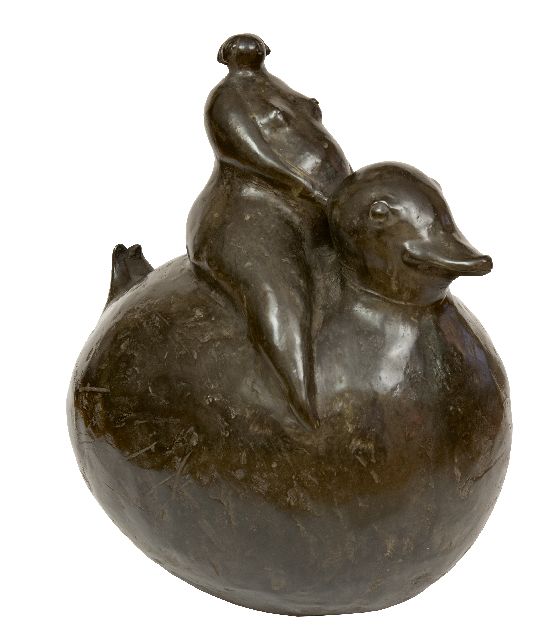 Evert van Hemert | Bad Ente, Patinierte Bronze, 52,0 x 46,0 cm, Unterzeichnet unterm Schwanz mit Monogramm und zu datieren 2009