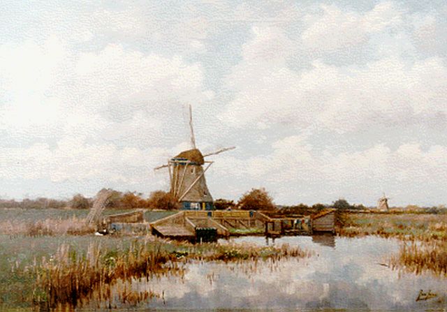 Jan Jans | A dune landscape with windmill, Öl auf Leinwand, 45,3 x 64,0 cm, signed l.r. und dated '18