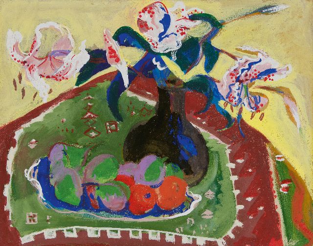 Jan Wiegers | Stilleben mit Blumen, Öl auf Papier, 38,1 x 47,9 cm, Unterzeichnet u.r. und datiert '29