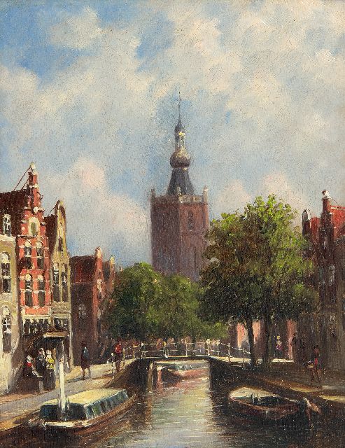 Petrus Gerardus Vertin | Stadtansicht mit dem Kirchturm von Overschie, Öl auf Holz, 19,0 x 14,8 cm, Unterzeichnet u.r. und datiert '77