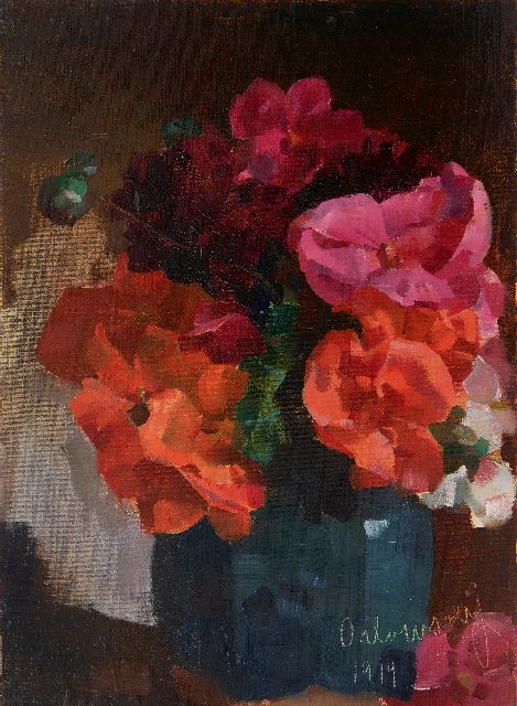 Eugen Orlowsky | Blumenstilleben, Öl auf Leinwand auf Holzfaser auf Holz, 49,1 x 36,2 cm, Unterzeichnet u.r. und datiert 1914