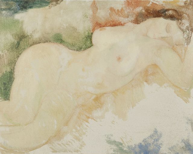 Toon Kelder | Liegender weiblicher Akt, Öl auf Malereifaser, 69,4 x 88,1 cm, Unterzeichnet l.u.