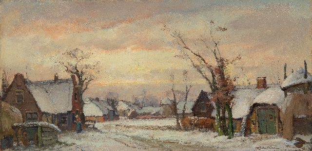 David Schulman | Kleines Dorf im Schnee im Gooi, Öl auf Leinwand, 40,2 x 80,2 cm, Unterzeichnet u.r.