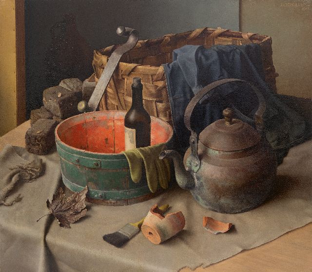 Jan van Tongeren | Stilleben mit Korb, Öl auf Leinwand, 65,2 x 75,2 cm, Unterzeichnet o.r. und datiert 1947