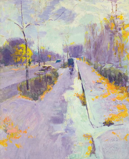 Jan Altink | Radfahrer auf den Herenweg in Groningen, Öl auf Leinwand, 100,4 x 80,1 cm, zu datieren Ende Jahre '20