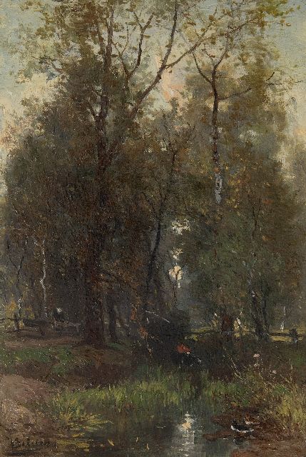 Johannes Warnardus Bilders | Waldsee, Öl auf Holz, 33,7 x 23,0 cm, Unterzeichnet u.l.