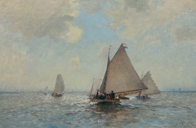 Egnatius Ydema | Sportboot auf dem Sneekermeer, Öl auf Leinwand, 61,6 x 93,3 cm, Unterzeichnet u.r.