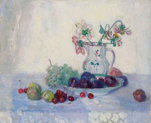 Maurits Niekerk | Stilleben mit Obst und Blumen, Öl auf Leinwand, 46,1 x 55,4 cm, Unterzeichnet u.l. auf Leinenumschlag