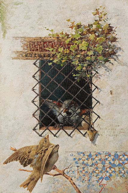 Horacio Lengo y Martinez | Hinter Gittern, Öl auf Leinwand, 41,4 x 28,3 cm, Unterzeichnet u.r.