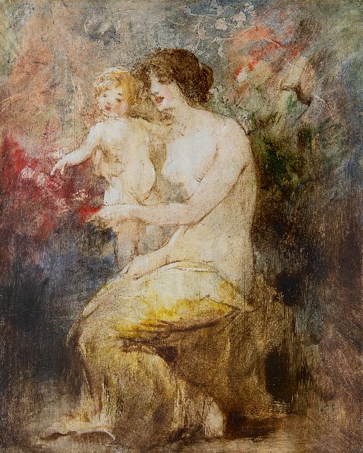 Hobbe Smith | Mutter mit Kind, Öl auf Tafel, 46,3 x 36,6 cm