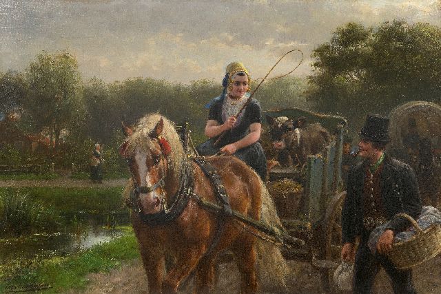 Otto Eerelman | Begegnung auf dem Wege zum Markt auf Walcheren, Öl auf Leinwand, 60,5 x 89,9 cm, Unterzeichnet u.l.