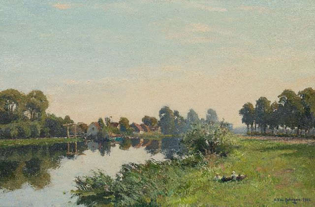 Gerbrand Frederik van Schagen | Sommer am Fluss entlang, Öl auf Leinwand, 59,7 x 90,2 cm, Unterzeichnet u.r. und datiert 1942