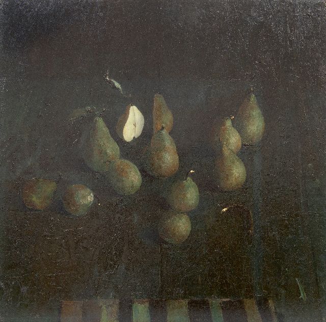 Kooi J. van der | Birnen, Öl auf Holzfaser 59,5 x 60,0 cm, Unterzeichnet u.M. und datiert 1985