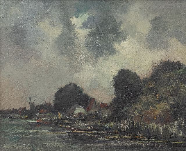 Antoon Markus | Dorf am Wasser, Öl auf Leinwand, 38,3 x 47,4 cm, Unterzeichnet u.r. und datiert 1915 'Oosterbeek'
