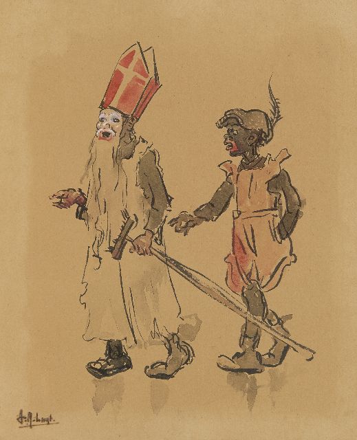 Luijt A.M.  | St. Nikolaus und Peter, Aquarell auf Papier 26,0 x 21,0 cm, Unterzeichnet u.l.