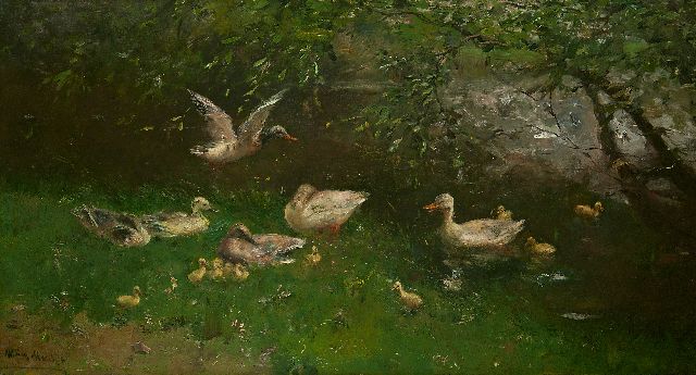 Willem Maris | Enten am Teich, Öl auf Leinwand, 53,8 x 97,5 cm, Unterzeichnet u.l