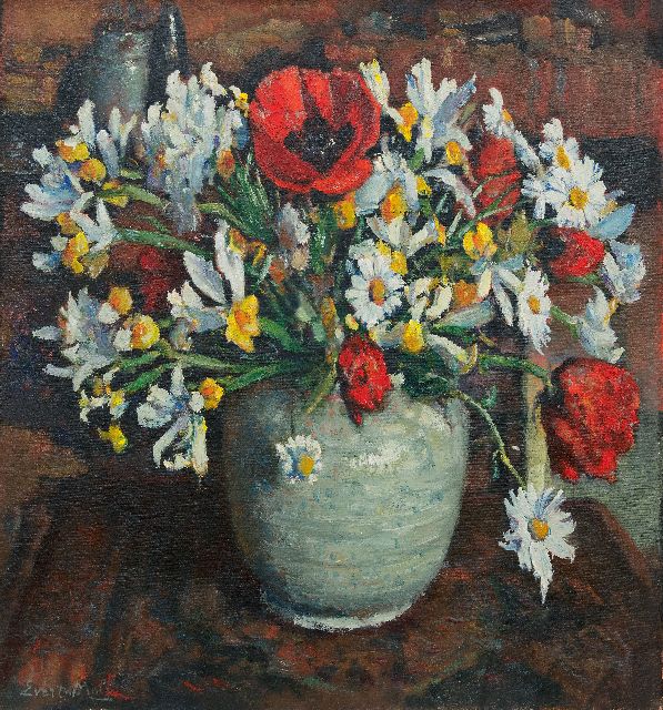 Evert Moll | Mohn und Gänseblümchen, Öl auf Leinwand, 76,0 x 70,2 cm, Unterzeichnet u.l.