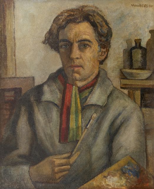 Otto van Rees | Selbstporträt mit Palette, Öl auf Leinwand, 75,2 x 60,0 cm, Unterzeichnet o.r. (zweimal) und datiert '40