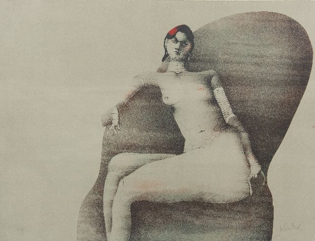 Wunderlich P.  | Joanna Posing for Redfern, 1968, Litho auf Papier 50,0 x 65,0 cm, Unterzeichnet u.r. (in Bleistift)