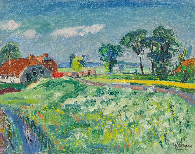 Ruurd Elzer | Landschaft, Groningen, Öl auf Leinwand, 40,2 x 50,2 cm, Unterzeichnet u.r.