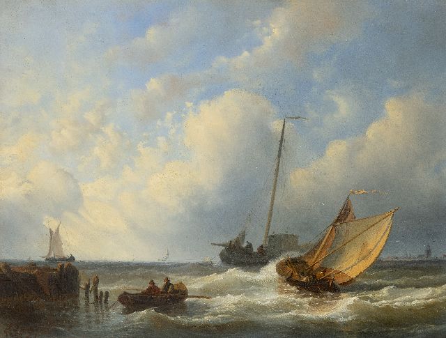 Leonard Johannes de Gijselaar | Schiffe bei Vlissingen, Öl auf Holz, 34,7 x 46,4 cm, Unterzeichnet u.l. und datiert 1857