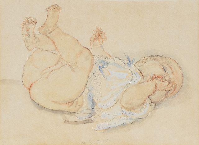 Sluijters J.C.B.  | Baby, das Daumen saugt, Bleistift, Farbbleistift, Aquarell und Gouache auf Papier 34,3 x 46,3 cm, Unterzeichnet M.u.