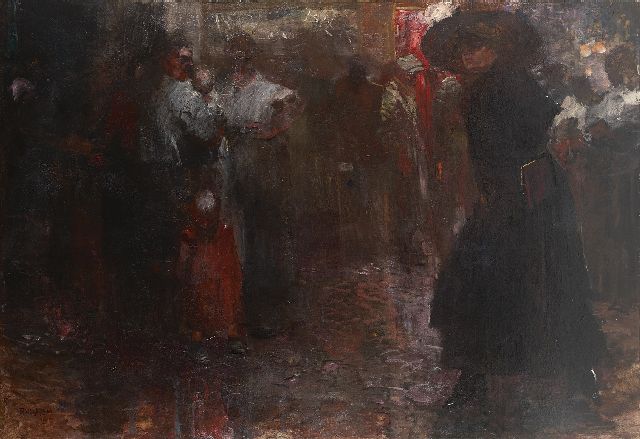 Piet van der Hem | Die 'Nes' in Amsterdam am Abend, Öl auf Leinwand, 130,3 x 190,8 cm, Unterzeichnet u.l. und datiert 1910