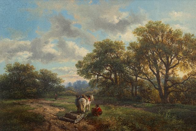 Willem Roelofs | Am Waldrand, Öl auf Leinwand, 48,4 x 69,0 cm, Unterzeichnet u.r. und zu datieren um 1850