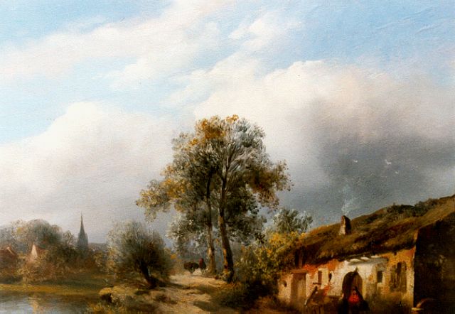 Wayen Pieterszen A. van der | A farm in a river landscape, Öl auf Holz 22,3 x 28,1 cm, signed l.r.