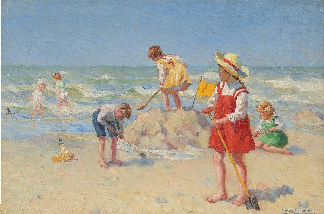 Louis Soonius | Strandspaß, Öl auf Leinwand, 40,2 x 59,8 cm, Unterzeichnet u.r. und datiert 1917