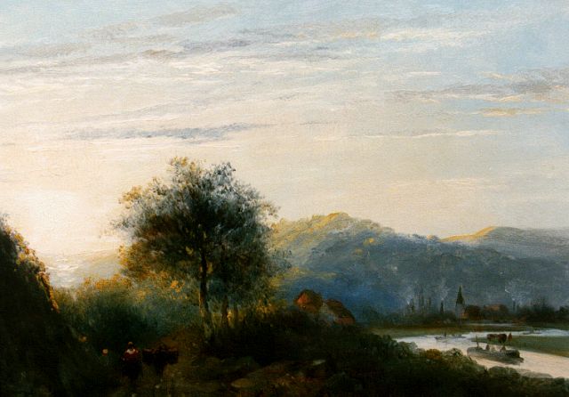 Abraham van der Wayen Pieterszen | Traveller in a river landscape, Öl auf Holz, 21,4 x 27,7 cm, signed l.l. with monogram