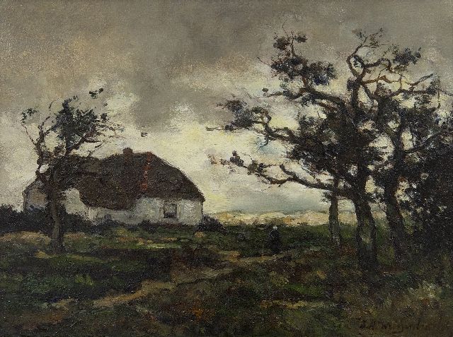 Jan Hendrik Weissenbruch | Landschaft bei Dekkersduin, Den Haag, Öl auf Papier auf Tafel, 23,2 x 31,1 cm, Unterzeichnet u.r.