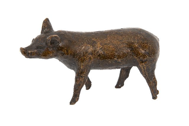 Arentz K.E.H.  | Glücksschwein, Bronze 9,0 x 15,0 cm, Unterzeichnet am Bauch