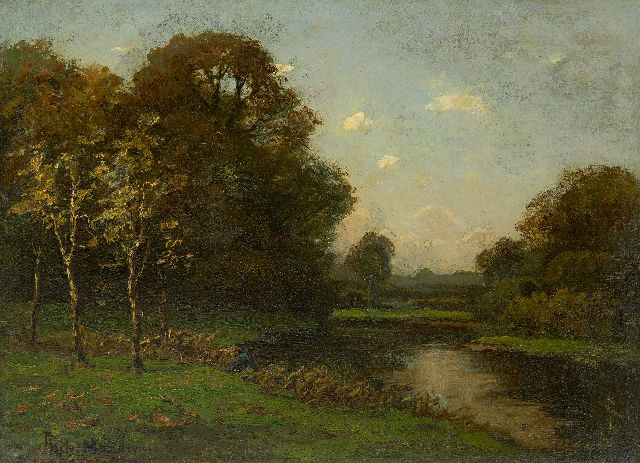 Frits Mondriaan | Auf dem Fluss Dinkel, Öl auf Papier auf Leinwand, 28,9 x 39,5 cm, Unterzeichnet u.l.