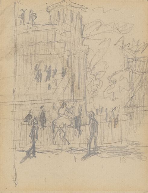 Pierre Bonnard | Auf der Rennbahn, Bleistift auf Papier, 11,0 x 8,5 cm, Unterzeichnet r.u. mit Stempel