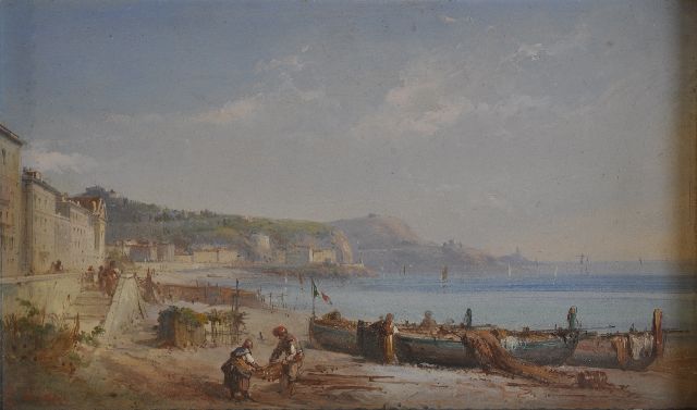 Costa E.L.  | Blick auf Nizza, Öl auf Malereifaser 23,0 x 38,2 cm, Unterzeichnet l.u. mit Monogramm und datiert 1869